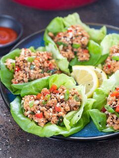 Asian Chicken Lettuce Wraps on a plate