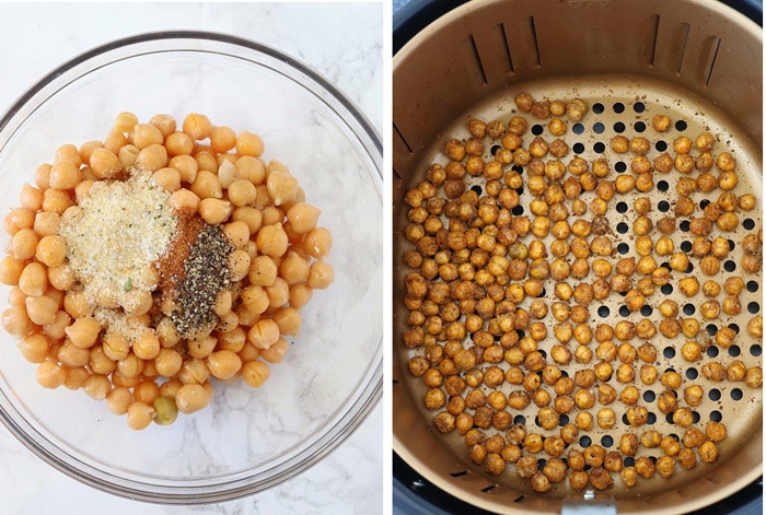 Toast chickpeas in an airfryer