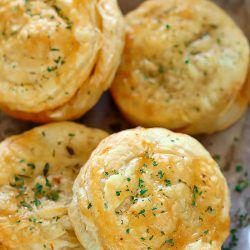 Chicken Keema puffs on a tray