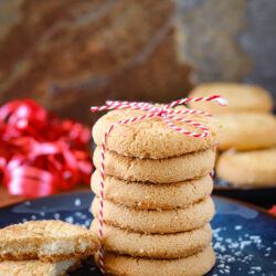 Stack of eggless coconut cookies