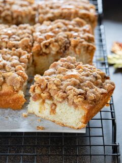 Eggless Walnut crumble cake cut slice