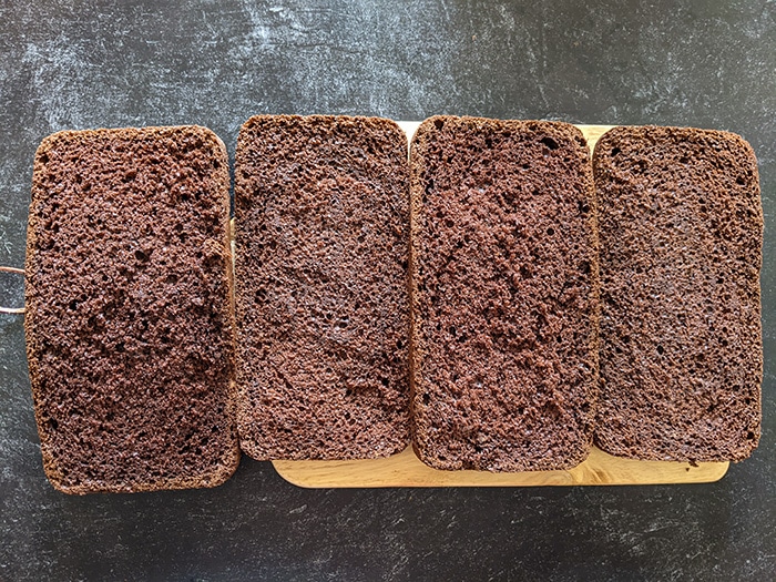 Slice cake into equal parts