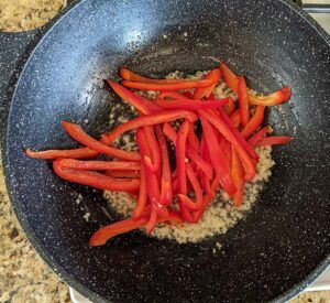 Sauté bell peppers