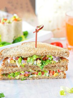 Quick and Easy Avocado Mayo Sandwich layered with fresh ingredients